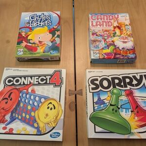 Hasbro Kids Board Games Set - Chutes and Ladders, Candy Land, Connect 4, Sorry